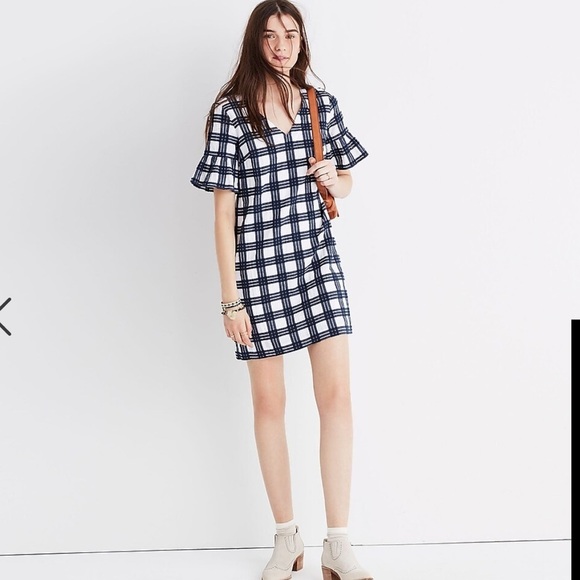 Madewell Bell-Sleeve Dress in Leighton Plaid 2 MM - Picture 6 of 8